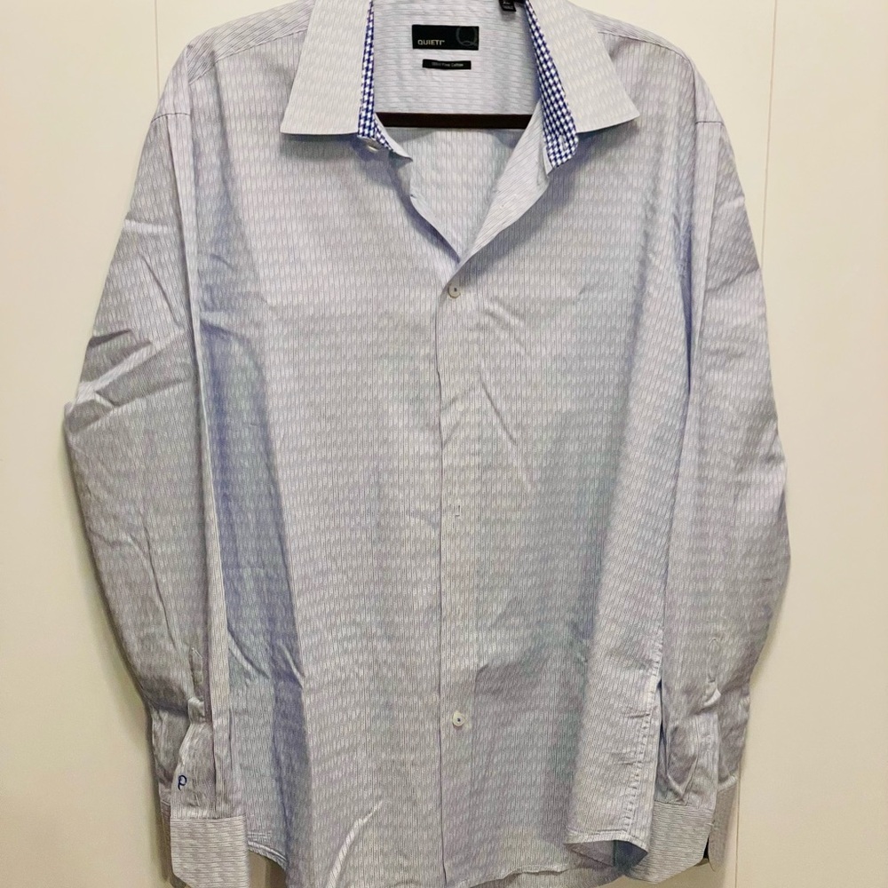 Quieti Light Blue Blue & Brown Stripes Dress Shirt Sz XL
